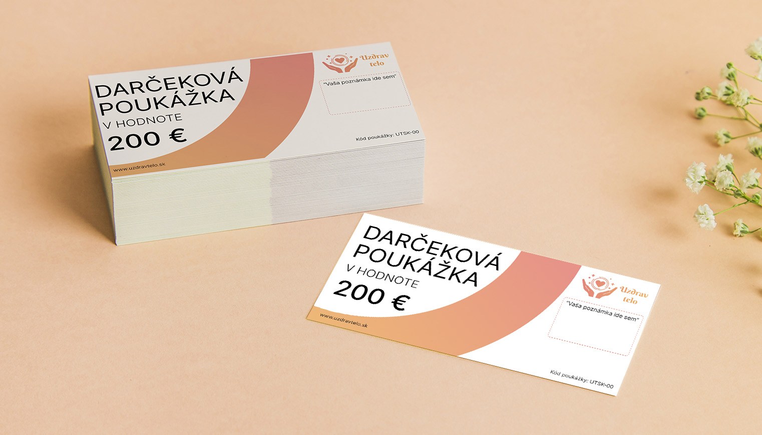 Vytlačené darčekové poukážky UzdravTelo